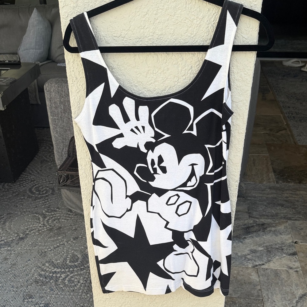 Vintage 1993 Mickey & Co. Black and White Graphic Mickey Mouse Mini Dress.